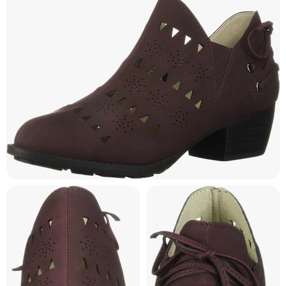JBU by Jambu Evelyn Vegan Leather Wine Cutout Ankle Bootie 11M